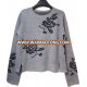 Ladies; Intarsia with casual gray pullover sweater