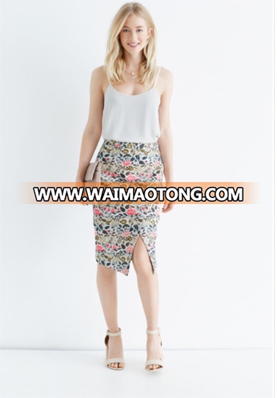 High Quality Oriental Jacquard Pencil Skirt