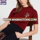 Women's wool slim fit short sleeve fashion knit sweater with embroidered flower patch design for ladies