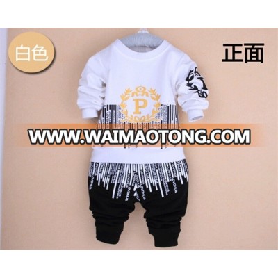 Ks1093 Spring Autumn Baby Boys Sport Suit Set Long Sleeve Letters Children Sets Round Neck Shirt+Pants Kids 2 PCS Clothing Set for Wholesale