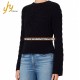 Factory Price Stretch Chenille Long Sleeves Black Cable Knitted Sweater Design