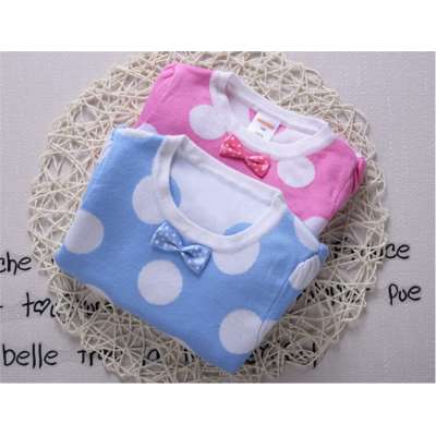 T1222 Baby DOT Long Sleeve Bow Knot Knitted Cotton Sweater